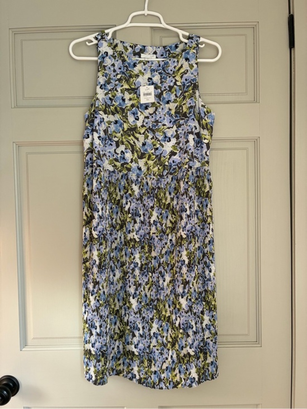 NWT-J JILL Floral Print MICRO ACCORDIAN Pleated Bottom NWT Sz Xs “GRANIT WTR"